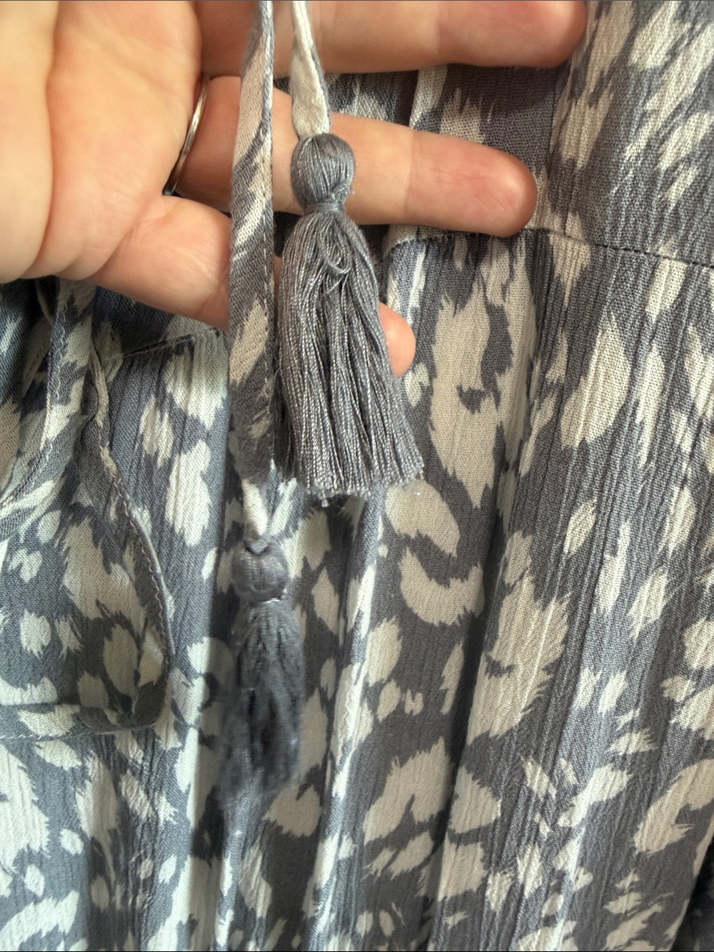 Gray & White Printed Tiered Women's Dress - Picture 8 of 12